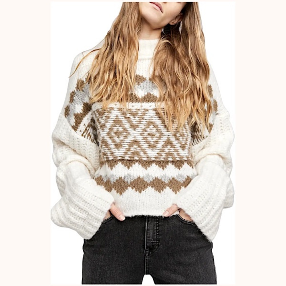 Free People Alpine Crop Sweater L NWT $148